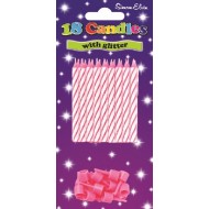 Pink Glitter Spiral Candles (Pack of 18)